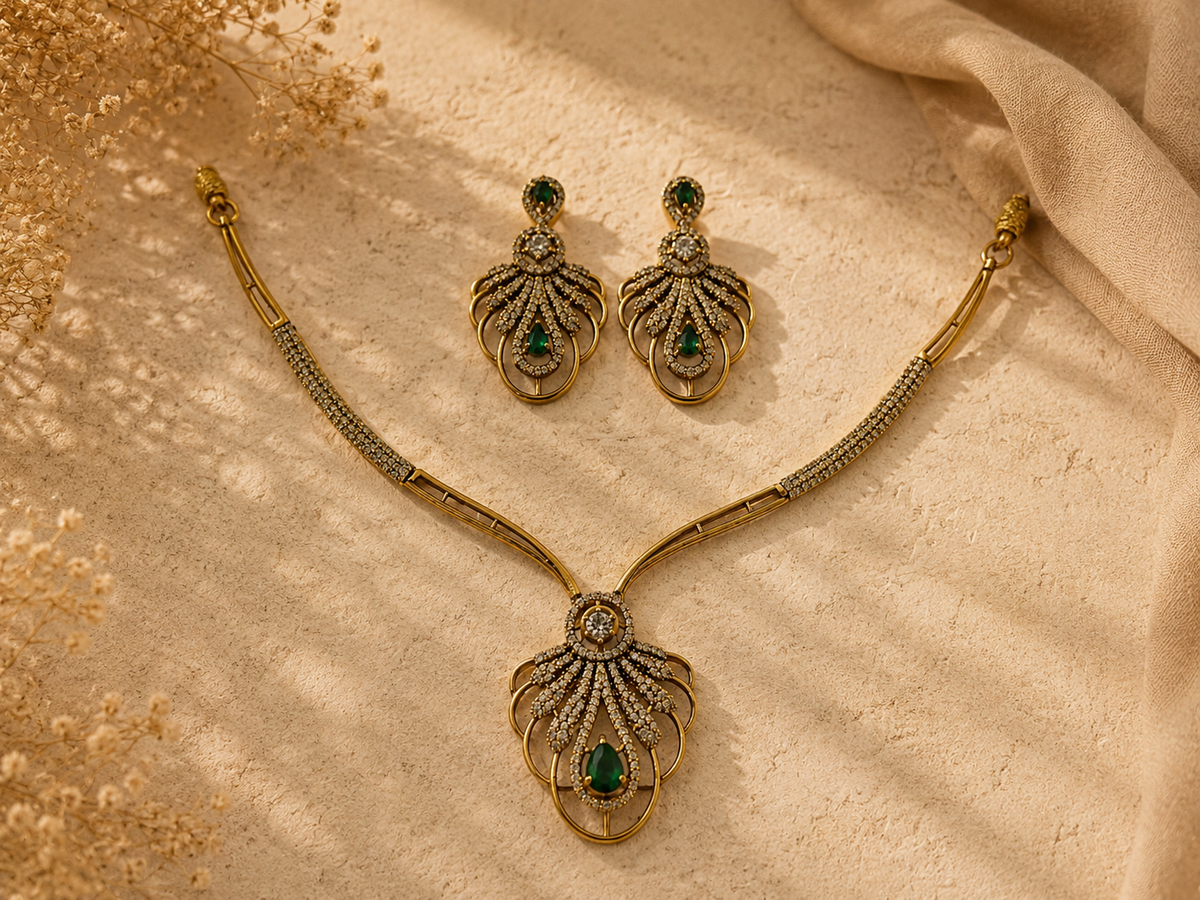 Meher Emerald Necklace Set