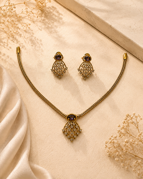 Aarini Amethyst Pendant Set
