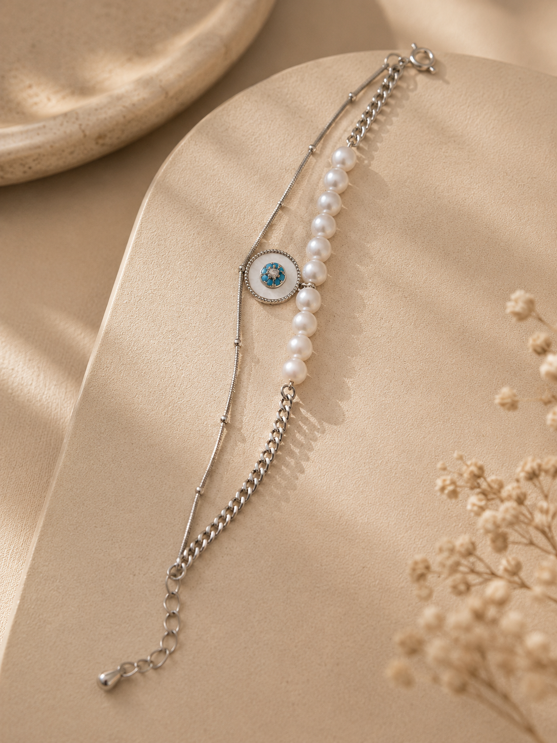 Celestine Pearl Layered Bracelet